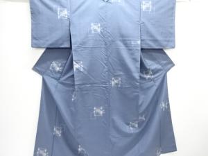 アンティーク　花模様織出し手織り紬着物